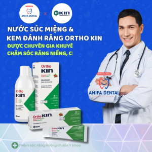 Combo Nước Súc Miệng Kem Đánh Răng Ortho Kin Cho Chỉnh Nha Niềng Răng Viêm Lợi Chính Hãng KIN