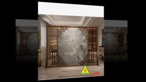 Bình phong gỗ khung tranh cắt CNC cho phòng khách nhà bếp nhà hàng spa CNC06 - Nội thất lắp ráp Viendong Adv