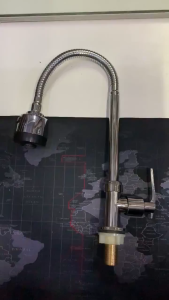 Kran Air Angsa Fleksibel Wastafel Tembok Sink Stainless Kuningan Cuci Piring Minimalis Premium Keran