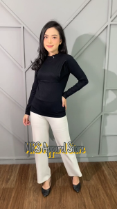 Baju Hamil Menyusui Bunsui Lengan Panjang Polos Bahan Spandek Rayon Premium