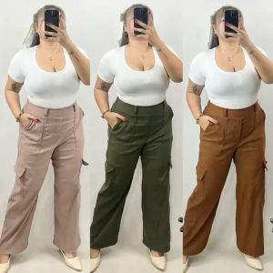 GATclothing - SELENE EXTRA PLUS SIZE BAGGY CARGO PANTS FOR WOMEN - XL-4XL STRETCHABLE WOVEN 4 POCKETS SQUARE PANTS TROUSER