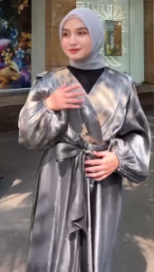 Gamis Shimer Motif Abstrak / Gamis Muslim Wanita / Pakaian Muslim Wanita / Gamis shimer Terbaru