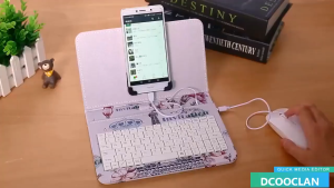 3 In1 Ponsel Keyboard Mouse Set Kabel Tipe-C Micro USB Kulit Cover Stand Holder untuk Bermain Game Huawei Xiaomi Vivo Oppo
