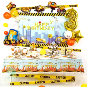 【Ready Stock】Construction Cake Topper Cupcake Flags For Engineering Birthday Party Decorations