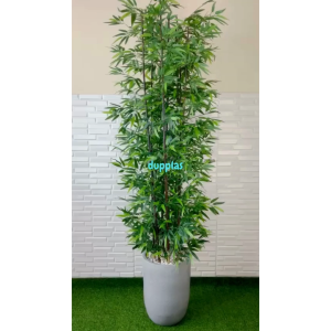 Pohon Artificial Tanaman Hias Daun Bambu Hijau Latex Batang Hitam Pot Teraso Abu Dekorasi Ruangan Cafe Kantor Aesthetic