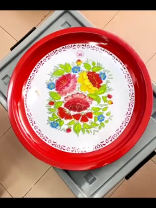 Blossom Circle Round metal enamel tray (size 50cm)