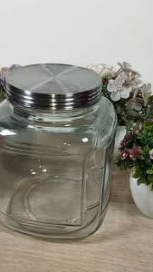 CHOBIG Toples Kaca JUMBO Tutup Glossy Gelas 4L 4000ml Kerupuk Kue Kering SQR