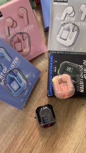 หูฟังบลูทูธไร้สาย เชื่อมอัตโนมัติ กล่องชาร์จ จอ LED หูฟัง Stereo Headset 5.3 บลูทูธ มีไฟ มีแบตในตัว สีพาสเทล เอียร์บัด หูฟัง