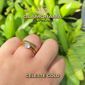 Glamorama Couple Rings: "Celeste" Engagement & Wedding Ring Set