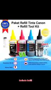 Paket Tinta 4 Warna 100ml Refill Canon IP2770 MG2570s TR4570s MP287