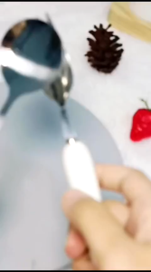 BOSSLU Sendok Garpu Makan Bentuk Pegangan Bebek Bahan Keramik / Sendok Garpu Makan Bahan Stainless