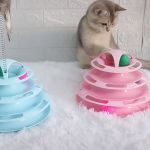 Đồ chơi tháp banh gắn chuột cho Mèo vui nhộn (Hộp giấy) mẫu mới - Love Pets Shop