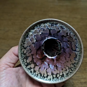 C13 Authentic Tenmoku Jian Zhan 建盏 Tea Cup by Zi Jin 支静. Pink Rose Design