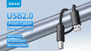 Jasoz Kabel Printer Data USB 2.0 Type A Male to B Male Scanner for HP Canon Epson Printer