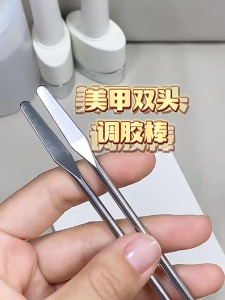 Nail Art Glue Stick Dual Heads Stainless Steel Manicure Tools Nail Polish Gel Mixing Spatula Tool 美甲工具调胶棒不锈钢双头调色棒晕染彩绘工具