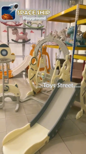 TOYS STREET (TS2310) INDOOR OUTDOOR SPACE SHIP SWING & SLIDE & MUSIC WITH BASKETBALL PLAYGROUND SET