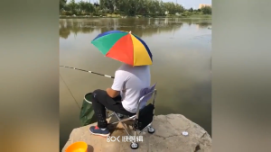 หมวกร่มใส่หัว หมวกร่ม 69cm หมวกร่มติดหัว หมวกร่มกันแดด หมวกตกปลา หมวกกลางแจ้ง กันฝนกันแดด