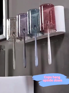 Ecoco Toothbrush Holder Multifunctional Toothpaste Dispenser Wall Mount toothbursh Storage Rack with squeezer for Bathroom