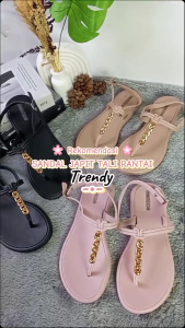 Sandal Jepit Wanita Premium Import Bahan Karet Elastis Bertali Belakang MOREGO Sandal Cewek Tali Kabel Chrome Bulat