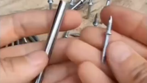 100pcs Cement Nails Set Double-Headed Sheep Horn Carbon Steel Rustproof No Trace Sturdy for Skirting