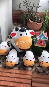 เซรามิควัว ครอบครัววัว วัวแต่งสวน 1ชุด 5ชิ้น วัวเซรามิค สูง8-15 ซม. ตกแต่งบ้าน แต่งสวน ทนแดดทนฝน