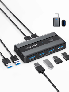 Lemorele USB Switch Selector USB Switcher Adapter Sharing 4 Devices For Mouse Keyboard Printer