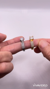 Nhẫn đính đá Nhẫn hột xoàn đá cao Titan không phai không rỉ sét màu 18k và bạch kim mã 13