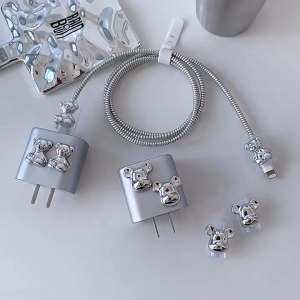 Set Paket iPhone 18w/20w Pelindung Kabel Charger Iphone Set 5 PCS Silver Heart