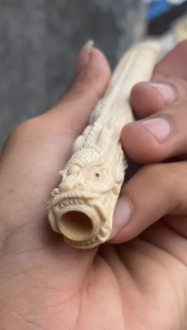 Pipa GG Asli Lokal Panjang 13cm Model Ukir Naga Mulus Tebal