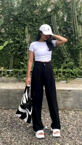 Celana Daily Wear Wanita Jennie Pants Knit Premium Long Culotte Highwaist Kekinian