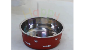 Happy Pet Home 19 ชามอาหารหมา สแตนเลส มียางกันลื่น หนา2ชั้น ชามอาหารแมว ชามอาหารสัตว์​เลี้ยง