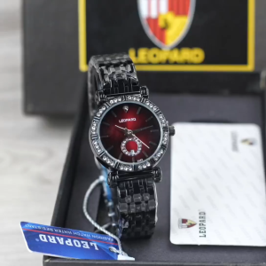 Jam tangan Wanita Leopard 3462 tali rantai stainless bulat analog tanggal aktif original