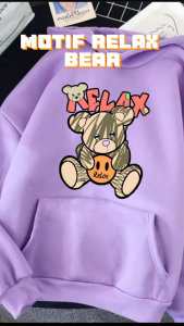 JAKET HOODIE ANAK TERBARU GAMBAR RELAX BEAR SABLON DARI DTF PREMIUM UNTUK USIA 5 SAMPAI 16 TAHUN