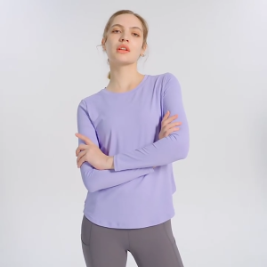 Women Workout Yoga Gym Tops Long Sleeve Pilates Sports T Shirt Sportswear Dry Fit Loose Breathable
