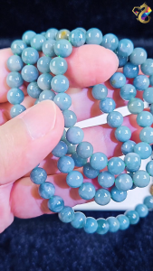 Natural Blue Water Jadeite A-Grade 108 Beads Necklace