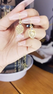 Bông tai hình trái tim tua rua kiểu dáng sành điệu phong cách thanh lịch thích hợp đi học JM701 BSTKL - [NaLa Shop]