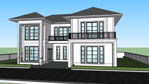 บ้าน 2 ชั้น 4 ห้องนอน 4 ห้องน้ำ รับแขก ครัว พื้นที่ใช้สอย 270 ตรม.