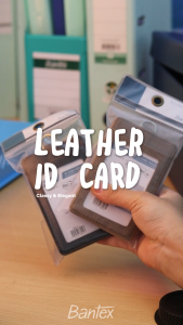 Bantex Leather Name Tag ID Card Holder Brown 8869 03 Kulit Sintetis Lanyard Tali