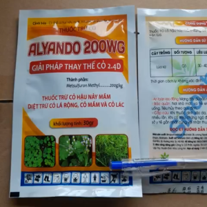 Thuốc trừ cỏ Alyando 200wg thay thế cỏ 2.4D Gói 30gThuốc Đặc Trừ Cỏ Còi Có Lác Cỏ Lá Rộng Có Chọn Lọc Nông Nghiệp AGRIHG