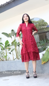 Dress Brokat Catline Free Bross Dress Natal Elegan Murah Dress Kondangan Pesta Terlaris
