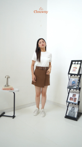 Clouwny Maxime Denim Skort Rok Celana Wanita