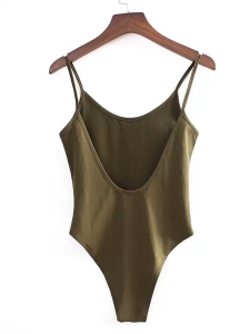 Áo yếm bó sát một mảnh hở lưng cực thấp Bộ áo liền quần gợi cảm hở lưng kiểu áo yếm