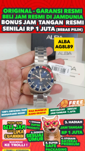 ALBA ORIGINAL - ALBA AG8L89 X1 ALBA AG8L89X1 Men DY - Silver - Stainless Steel - Diameter 42CM- Water Resist 100 Meter - Jamdunia / Jam dunia JD18 # Jam Tangan Pria Jam Pria Jam Tangan Anti Air + ALBA AG8L 89 AG 8L 89 X1 AG8