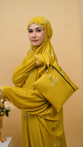 Mukena Terusan Dewasa Bordir Bunga Timbul Rayon Adem Lembut Mukenah Terbaru 2024