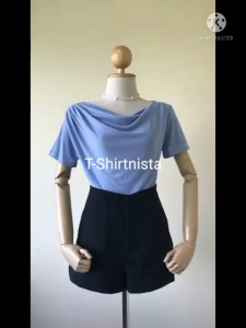 La dress เสื้อคอถ่วง แขนสั้น ผ้าซีทรู #410 T-Shirtnista