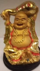 องค์พระสังกัจจายนั่งชูถุงทองขนาดสูง5นิ้ว งานเรซิ่นชุบทองเค