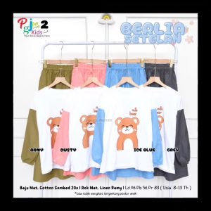 COD Setelan Atasan Kaos Motif Kartun Dengan Rok Panjang Polos Anak Perempuan Usia 8-13T Berliaa Set