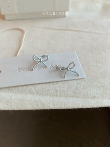 FEARLESS Korean Ins niche design bow ear clip daily girls heart bow earrings for women