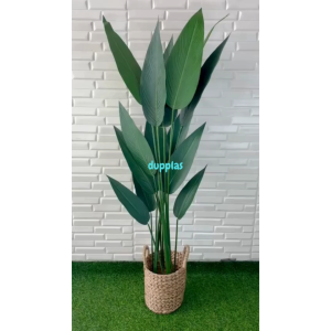 Pohon Artificial Tanaman Plastik Heliconia Pisangan T150 Cover Pot Eceng Gondok Handle Dekorasi Studio Aesthetic