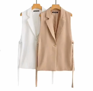 nora Casual Elegant Classy Plain Collar Sleeveless Waist Coat Blazer for Women - xs to large - premium quality - excellent quality - made of imported fabric - classy and elegant - fabric from abroad - soft and comfortable - casual clothes - any